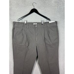 HB Pants Mens 46x32 Gray Pleated Waist Relaxer Chino Cotton Loose Fit Casual New